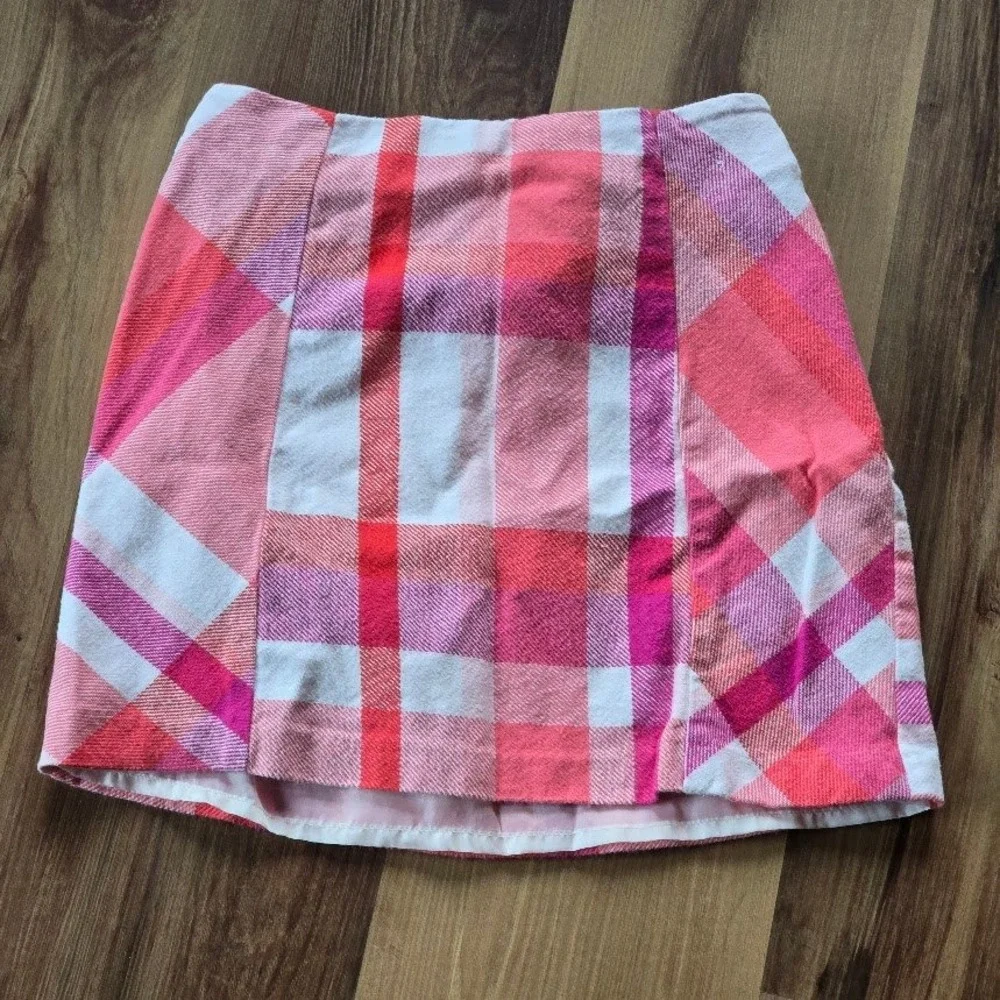 Gymboree 2pc Skirt Set Kids Size 12 Pink Plaid Fox Graphic Woodland Preppy Core‎